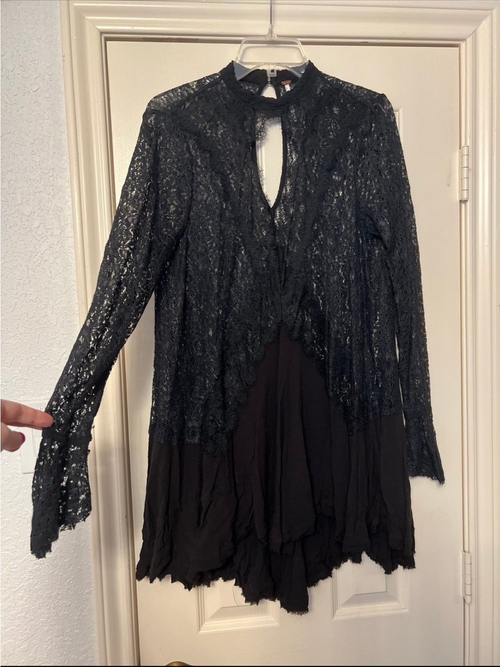 Free People Black Lace Overlay Tunic Dress